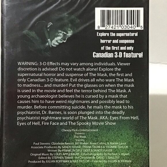 The Mask DVD Canadian 3-D Supernatural Horror Glasses Included - Picture 3 of 4